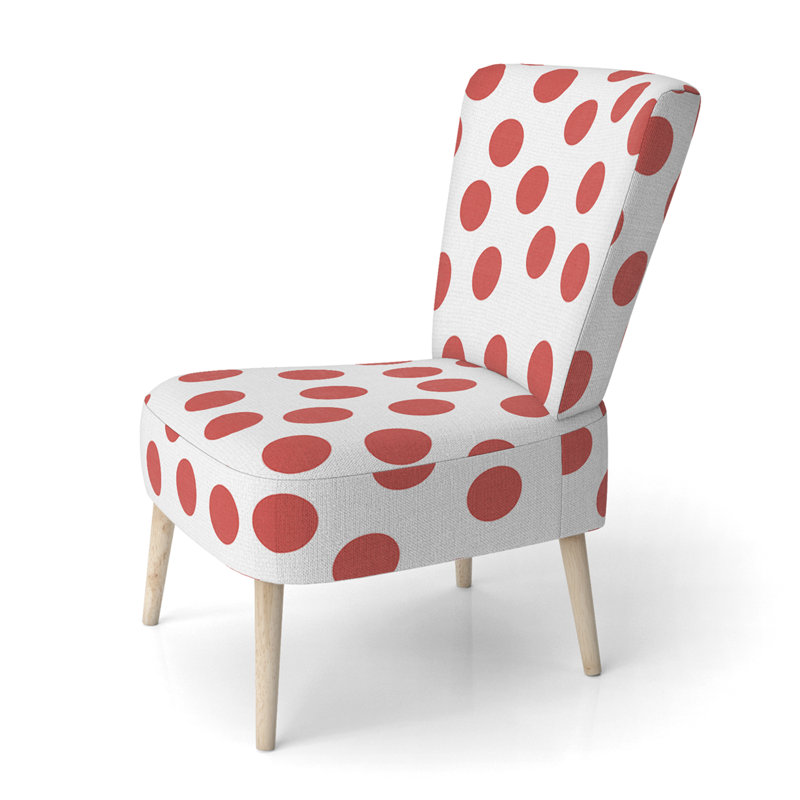 Red Abstract Dot Upholstered Patterned Accent Side Chair
